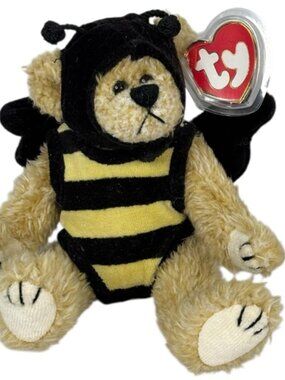 Ty 1993 Beezee You BEE-long to Me 8” Blonde Bear Wearing Removable Bee Outfit